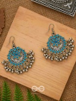 The Fabulous Floral Enamel Danglers (Carolina Blue) - The Embellished Oxidised Collection