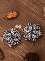 I'm a Whirlwind - Studs (Ruby-Emerald) - Embellished Oxidised Collection