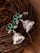 The Floral Delight Meenakari Arwork Jhumkis (Green)