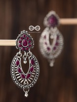 The Drops of Elegance Earrings (Ruby Red) - The Embellished Oxidised Collection
