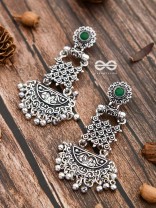 The Embellished Oxidised Collection - Intricate Delight Earrings- Green