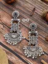 The Embellished Oxidised Collection - Intricate Delight Earrings- Black