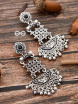 The Embellished Oxidised Collection - Intricate Delight Earrings- Black