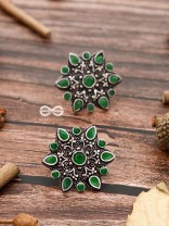 The Starry Diva Earrings - Green - The Embellished Oxidised Collection