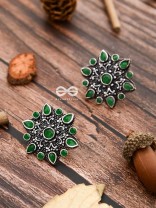 The Starry Diva Earrings - Green - The Embellished Oxidised Collection