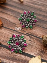 The Starry Diva Earrings - Mulitcolour - The Embellished Oxidised Collection