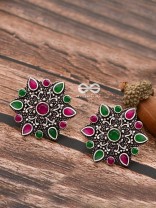 The Starry Diva Earrings - Mulitcolour - The Embellished Oxidised Collection