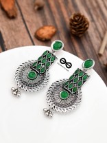 The Studded Artistry - Emerald Green - The Embellished Oxidised Collection