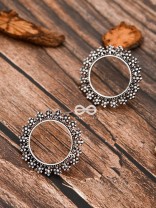 The Flowery Circles - Oxidised Boho Earrings