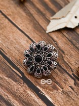 The Scarlett Ring (Adjustable) - Onyx Black - The Embellished Oxidised Collection