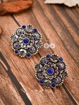 The Intriguing Affair Studs - Royal Blue - The Embellished Oxidised Collection