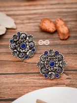 The Intriguing Affair Studs - Royal Blue - The Embellished Oxidised Collection