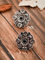 The Intriguing Affair Studs - Onyx Black - The Embellished Oxidised Collection