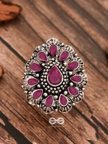 The Meryl Ring (Adjustable) - Ruby-Red - The Embellished Oxidised Collection