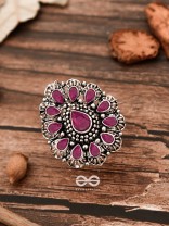 The Meryl Ring (Adjustable) - Ruby-Red - The Embellished Oxidised Collection