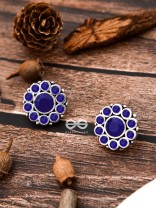 The Bling Button Studs - Sapphire Blue - Tiny Trinket Earrings