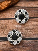 The Bling Button Studs - Black-White - Tiny Trinket Earrings