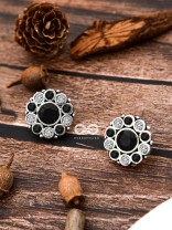 The Bling Button Studs - Black-White - Tiny Trinket Earrings