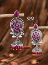 The Khaleesi Statement Danglers - Magenta Pink - The Embellished Oxidised Collection