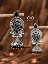 The Khaleesi Statement Danglers - Onyx Black - The Embellished Oxidised Collection