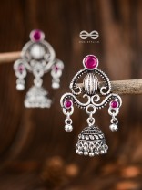 The Curved Artwork - Embellished Oxidised Earrings