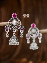 The Curved Artwork - Embellished Oxidised Earrings