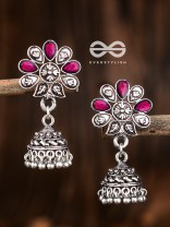 The Enamelled Floral Artwork (Ruby Red) - The Embellished Oxidised Collection