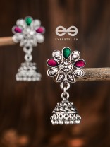 The Enamelled Floral Artwork (Ruby Emerald) - The Embellished Oxidised Collection