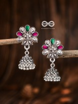 The Enamelled Floral Artwork (Ruby Emerald) - The Embellished Oxidised Collection