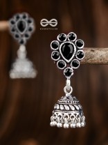 The Shimmery Droplet Jhumkis - The Embellished Oxidised Collection