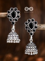 The Shimmery Droplet Jhumkis - The Embellished Oxidised Collection