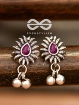The Flared Droplet Studs (Ruby Red) - The Melodious Ghungroo Collection