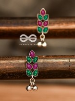 The Olive Branch Studs (Ruby-Emerald) - The Melodious Ghungroo Collection