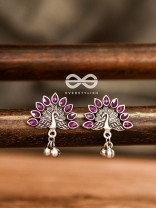 The Embellished Peacock Studs (Ruby Red) - The Melodious Ghungroo Collection