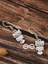 The Little Cutesy Owl Danglers - Tiny Trinket Earrings