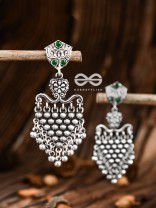 The Cute Mesh Earrings (Emerald Green) - The Embellished Oxidised Collection