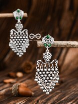 The Cute Mesh Earrings (Emerald Green) - The Embellished Oxidised Collection