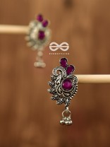 The Shimmery Motif Studs (Maroon) - Embellished Oxidised Collection