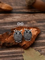 The Oxidised Owl Tiny Trinket Earrings - Silver