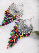 The Colourful Intricacy - Oxidised Boho Earrings