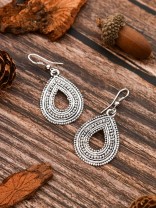 The Oxidised Droplet - Tiny Trinket Earrings - Silver