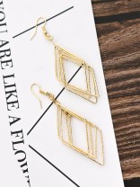 The Shimmery Rhombus - Golden Elegant Earrings