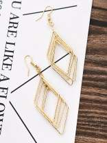 The Shimmery Rhombus - Golden Elegant Earrings