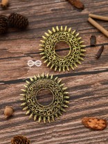 The Motif Sun Oxidised Boho Earrings (Golden)