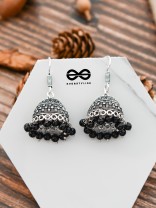 The High on Detail - German Silver Jhumkis - Black