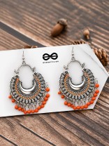 The Motif Moon - Oxidised Chandbali Earrings (Orange)