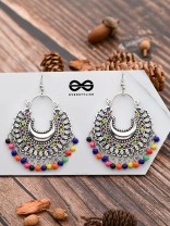The Motif Moon - Oxidised Chandbali Earrings (Multi Color)