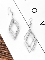 The Shimmery Rhombus - Silver Elegant Earrings