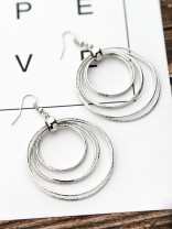 The Shimmery Circles - Silver Elegant Earrings