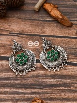 The Peppy Touch - Oxidised Boho Earrings (Green)